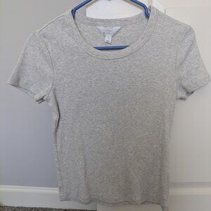 Market and Spruce womens light gray ribbed short sleeve tee size S